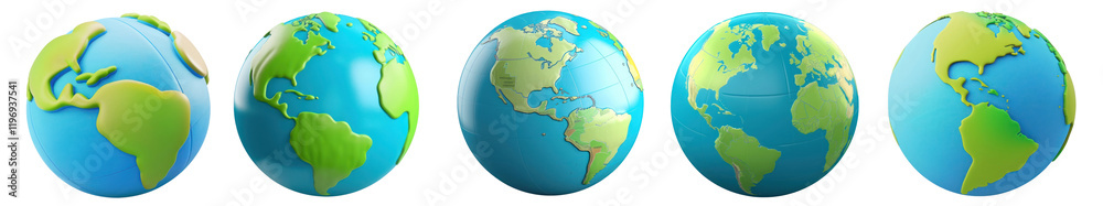 Fototapeta premium 3D Earth space png cut out element set, transparent background