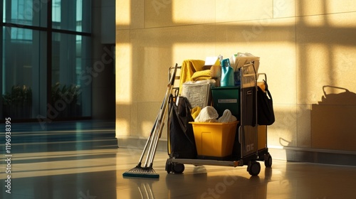 Janitorial Cart in Office Building
