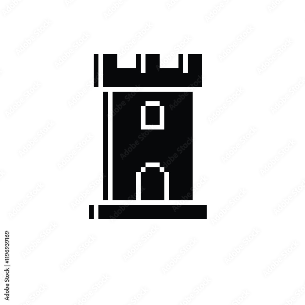pixel castle icon. Vector pixel art tower 8 bit for game company logo template pixel castle icon. Vector pixel art tower 8 bit for game company logo template