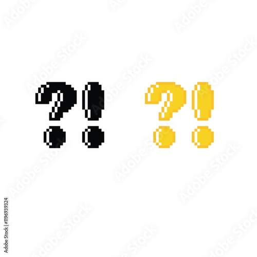 question mark and exclamation mark 8 bit icon Pixel art 8-bit for game
