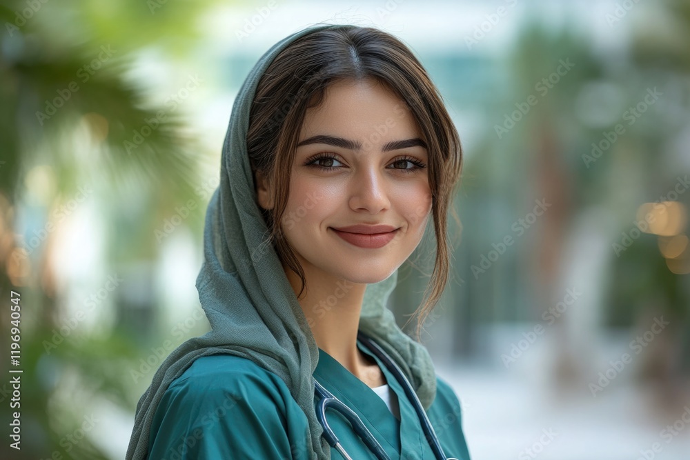 A woman wearing a green hoodie and holding a stethoscope, possibly a doctor or nurse A woman wearing a green hoodie and holding a stethoscope, possibly a doctor or nurse