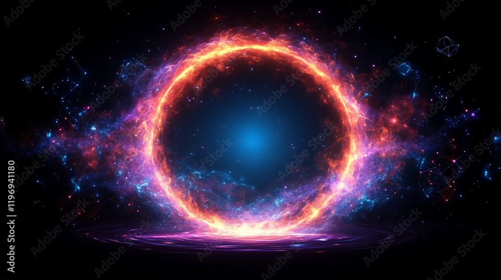 Fiery Cosmic Ring Nebula Glowing Brightly In Space Fiery Cosmic Ring Nebula Glowing Brightly In Space