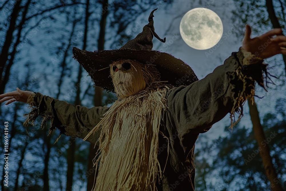 Fototapeta premium A person scaring others, with a full moon in the background