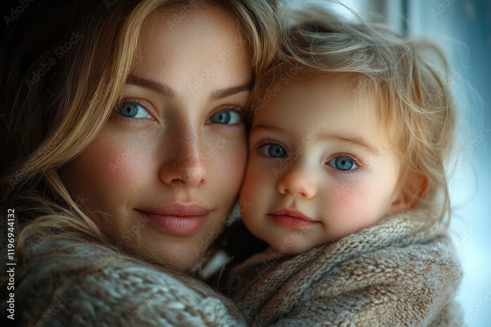 A mother holding her newborn baby wrapped in a blanket A mother holding her newborn baby wrapped in a blanket