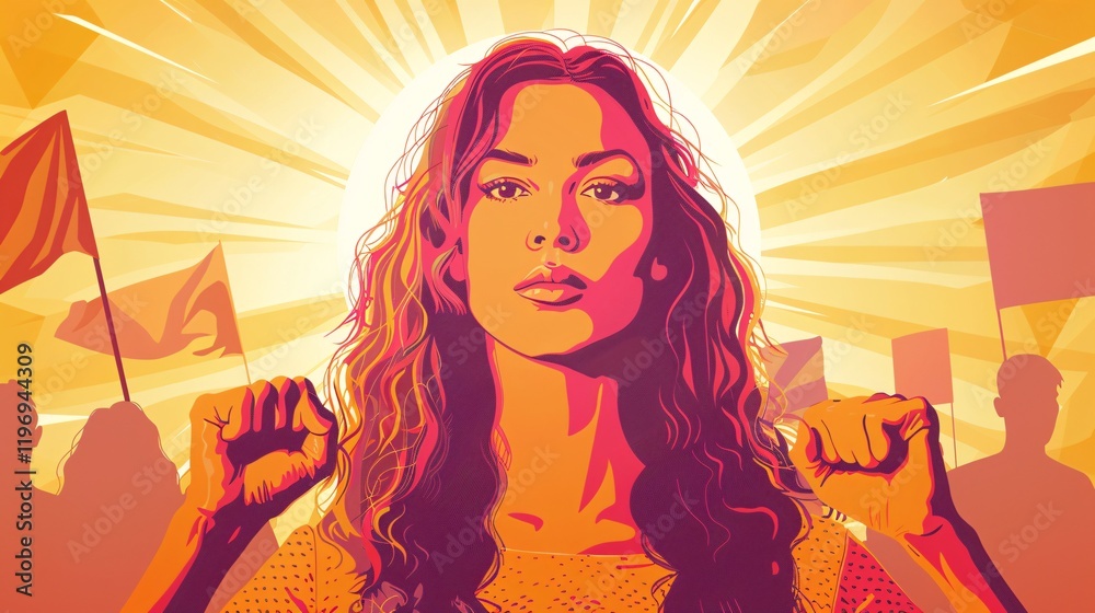 Group of women with raised hands. Crowd of people at a rally. Vector illustration. Group of women with raised hands. Crowd of people at a rally. Vector illustration.