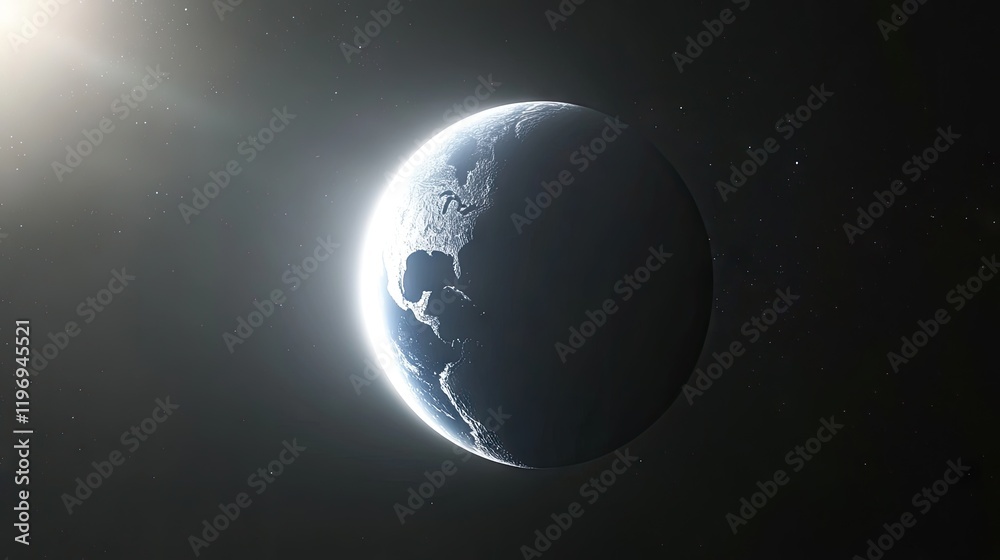 Obraz premium A glowing crescent Earth with its atmosphere illuminated by the sun.