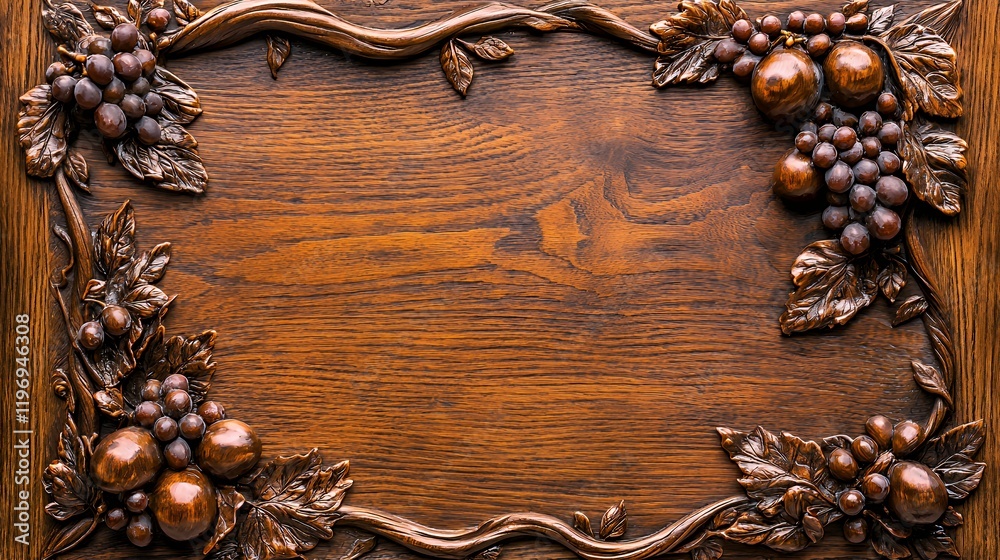 Intricate Wooden Panel with Grapes and Leaves Carving Intricate Wooden Panel with Grapes and Leaves Carving