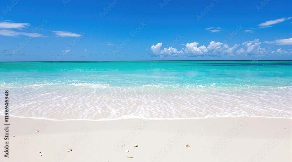 Beautiful tropical beach with clear blue water and white sand under a bright sky Beautiful tropical beach with clear blue water and white sand under a bright sky