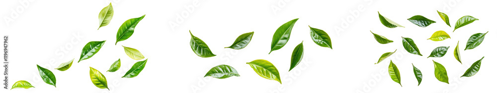 Falling tea leaf png cut out element set, transparent background Falling tea leaf png cut out element set, transparent background
