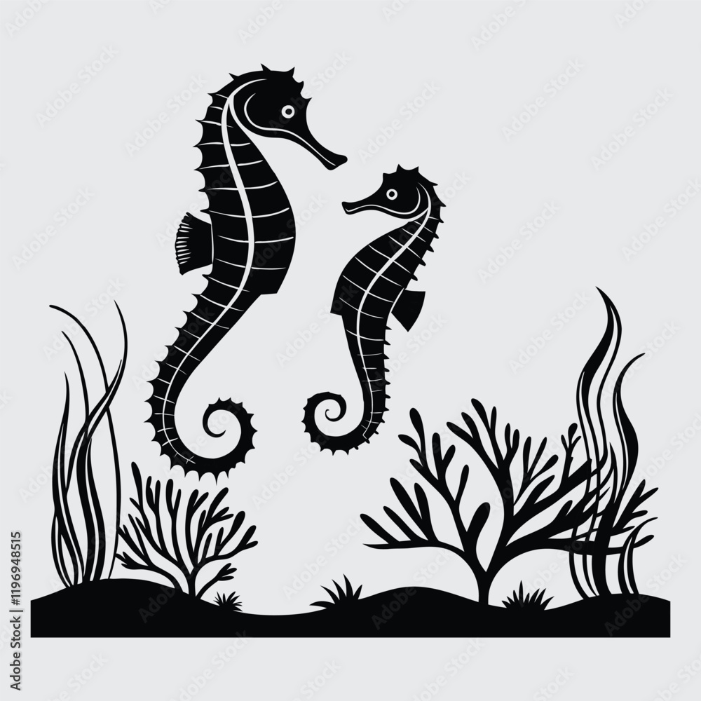 pair-of-seahorses image silhouette vector art and illustration pair-of-seahorses image silhouette vector art and illustration