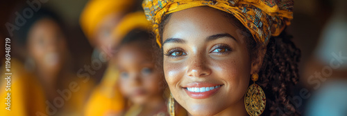 A family celebrating cultural heritage with traditional clothing, music, and dance, preserving identity and pride, photo