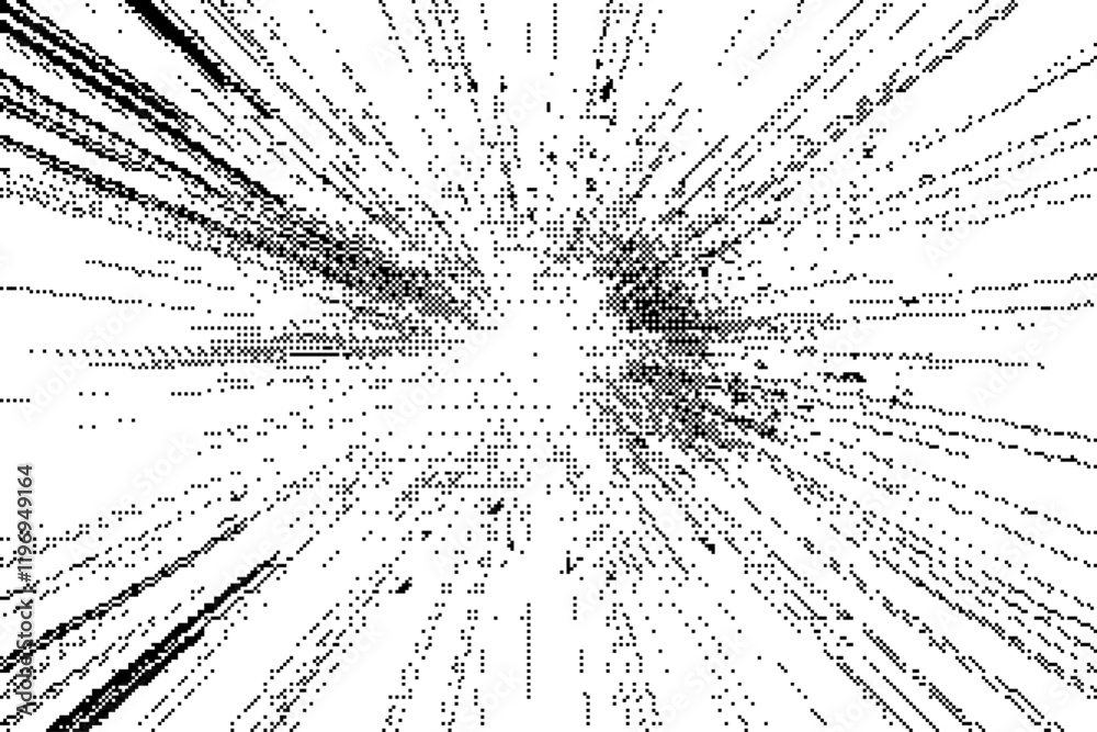 Speed lines as manga comic pixel effect on transparent background. Cartoon anime action background. Vector illustration of blast motion effect or explosion frame. Flash ray blast glow.