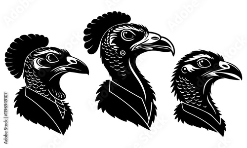 set of turkey head silhouettes vector