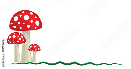 Symbol of red fly agaric with green grass.