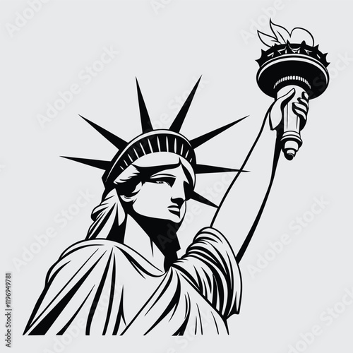 Statue of liverty image silhouette vector art and illustration