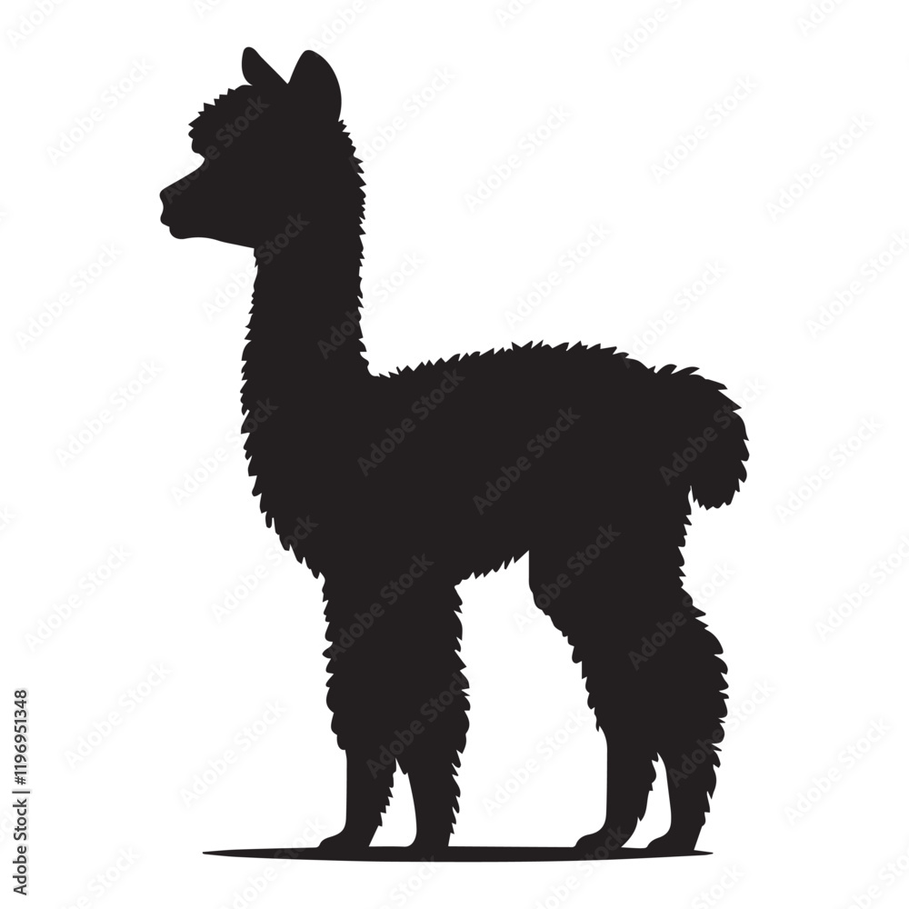 Fototapeta premium Alpaca silhouette vector illustration, Alpaca animal clipart Design