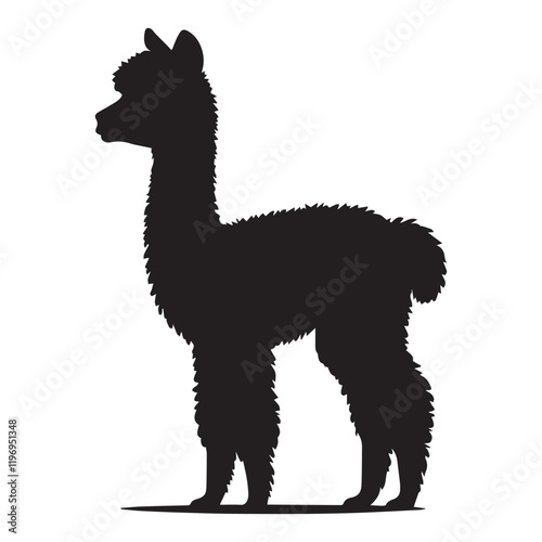 Alpaca silhouette vector illustration, Alpaca animal clipart Design
