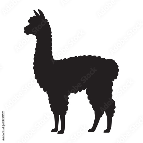 Alpaca silhouette vector illustration, Alpaca animal clipart Design
