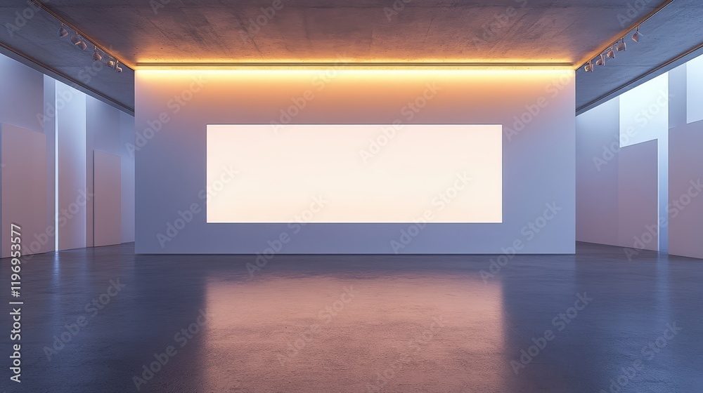Large Blank Wall in an Empty Modern Art Gallery with Soft Lighting Highlighting Minimalist Design Aesthetic for Creative Projects Large Blank Wall in an Empty Modern Art Gallery with Soft Lighting Highlighting Minimalist Design Aesthetic for Creative Projects
