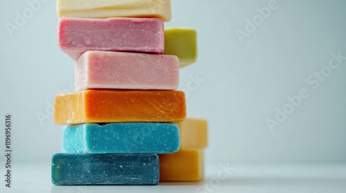 Colorful Handmade Soap Bars Stacked, Aromatic, Natural, Hygiene