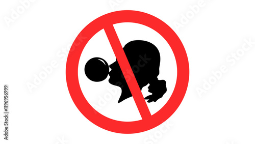 no chewing gum forbidden sign , black isolated silhouette