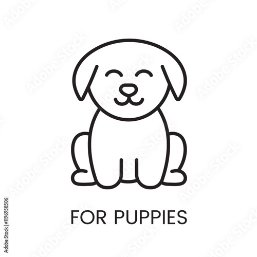 An icon of a puppy in vector, symbolizing products or care for puppies, with an editable stroke