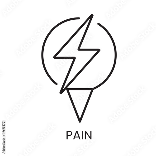 An icon of a lightning bolt in vector, symbolizing pain or acute sensation, with an editable stroke