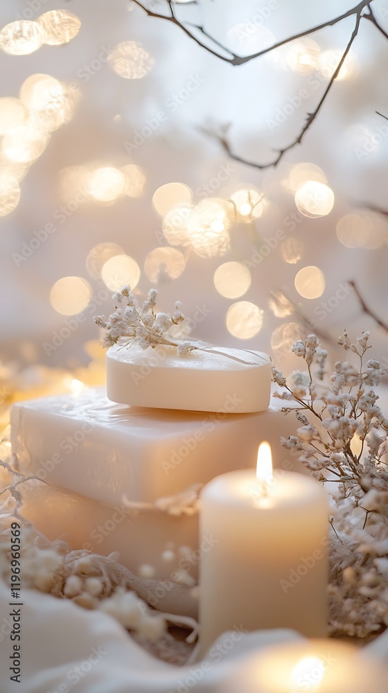 Blurry cream-colored background with shimmering festival lights and a bokeh effect from an outdoor celebration. Blurry cream-colored background with shimmering festival lights and a bokeh effect from an outdoor celebration.