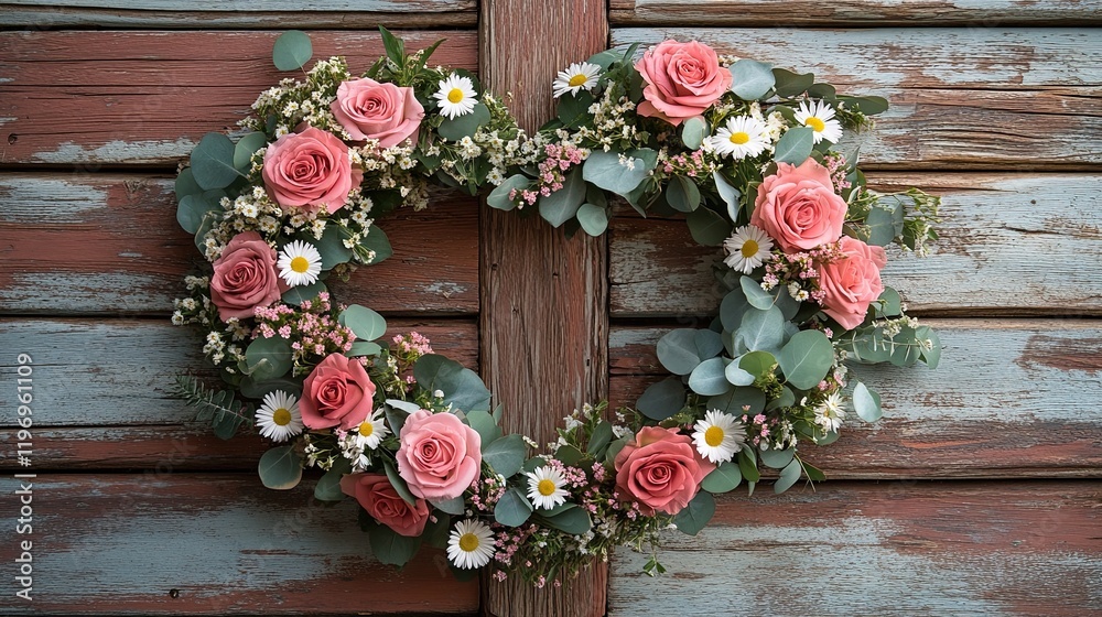 Heart-Shaped Wreath of Fresh Roses for a Romantic and Decorative Look Heart-Shaped Wreath of Fresh Roses for a Romantic and Decorative Look