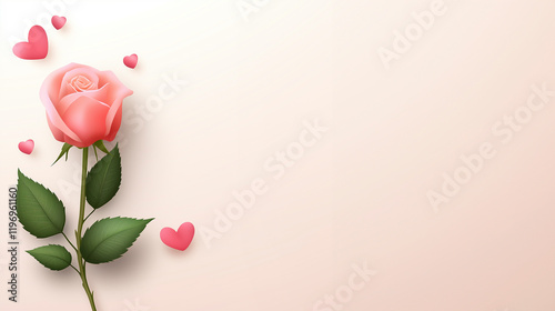 Soft rose background with hearts for romantic designs