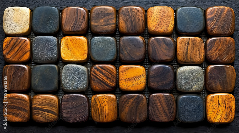 Intricate Array of Dark and Light Brown Wooden Blocks Forming a Geometric Pattern Intricate Array of Dark and Light Brown Wooden Blocks Forming a Geometric Pattern