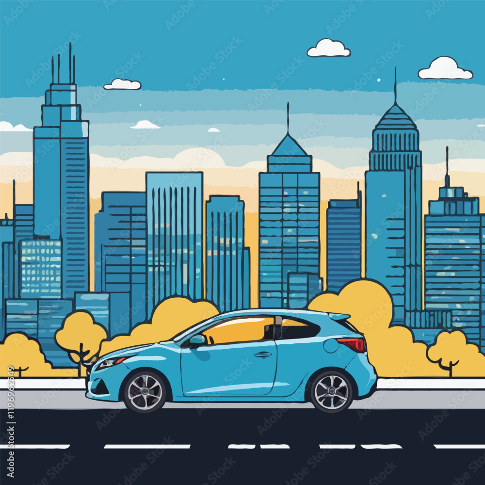 Obraz premium Cityscape Car Vector