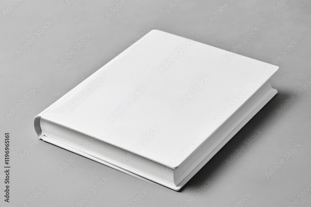 A white book sits on a table, perfect for use in educational or literary settings A white book sits on a table, perfect for use in educational or literary settings