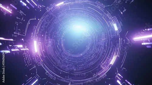 Futuristic portal  digital tunnel  glowing lights  abstract background  technology concept