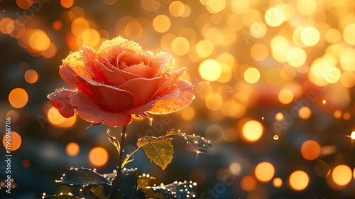 Fresh Blooming Rose with Vibrant Petals and Water Droplets for a Romantic Look photo