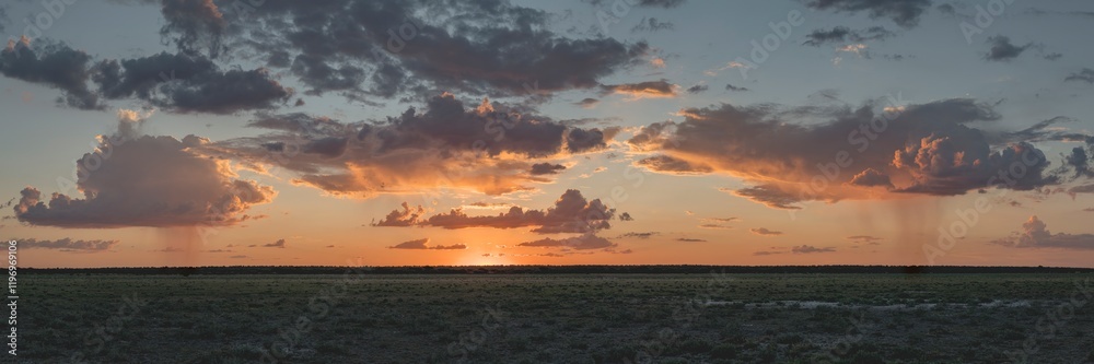 Fototapeta premium Stunning Botswana Sunset over Kalahari Landscape