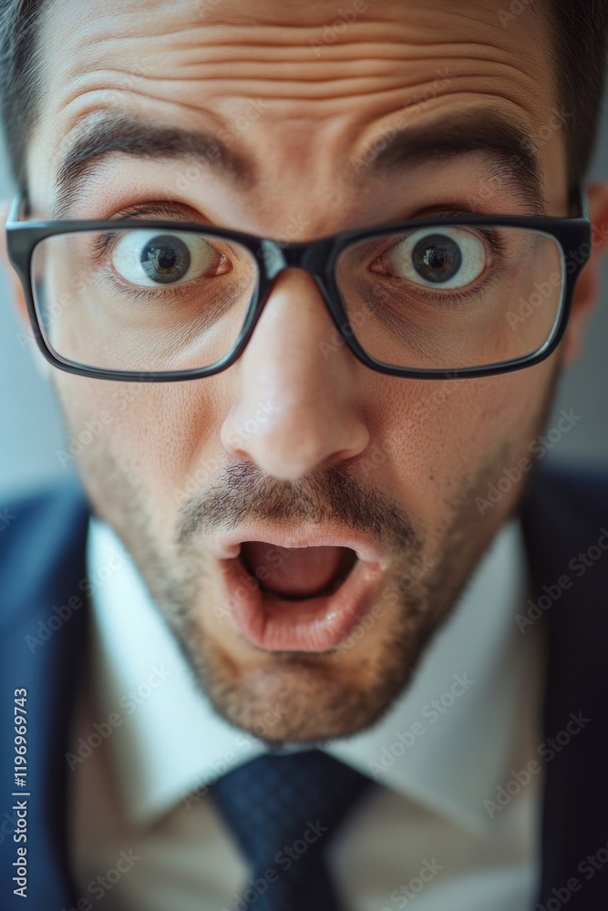A person with an astonished facial expression A person with an astonished facial expression
