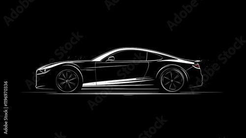 Logo sports car isolated in black background illustration 