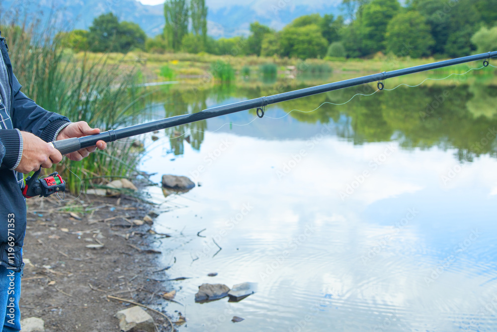 Fisherman catches fish. Fishing. Hobby Fisherman catches fish. Fishing. Hobby