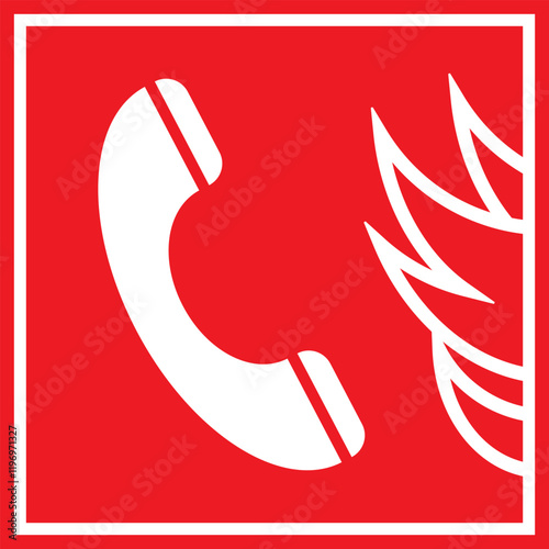 Fire telephone, Emergency telephone symbol, Fire action symbol, Protection concept