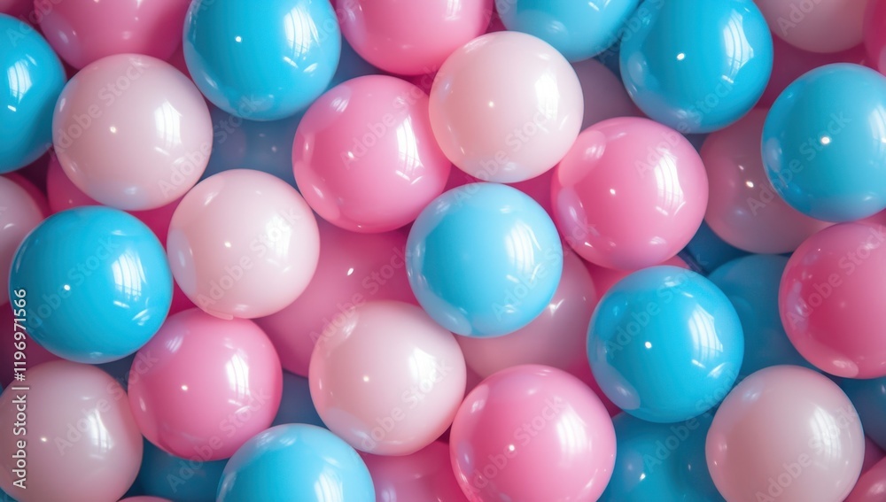 Colorful Collection of Round Plastic Balls in Pastel Shades of Pink and Blue Spread Across a Vibrant Surface for Fun and Playful Themes in Design Projects Colorful Collection of Round Plastic Balls in Pastel Shades of Pink and Blue Spread Across a Vibrant Surface for Fun and Playful Themes in Design Projects