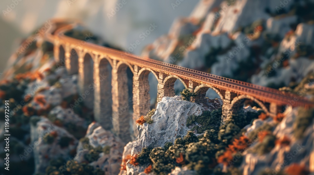 Obraz premium 3d render model of a bridge over a river