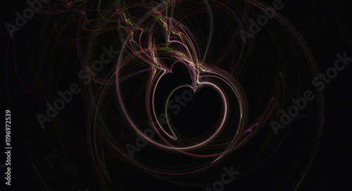 dark background with heart illustration made with thin lines abstract and artistic feel