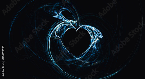 dark background with heart illustration made with thin lines abstract and artistic feel