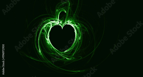 dark background with heart illustration made with thin lines abstract and artistic feel