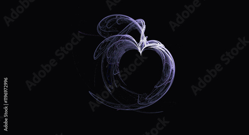 dark background with heart illustration made with thin lines abstract and artistic feel