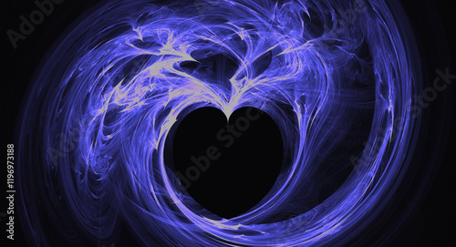 dark background with heart illustration made with thin lines abstract and artistic feel