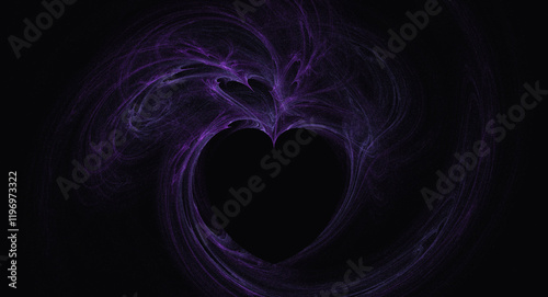 dark background with heart illustration made with thin lines abstract and artistic feel