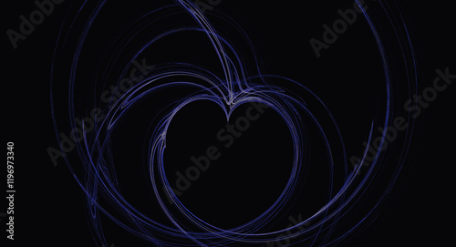 dark background with heart illustration made with thin lines abstract and artistic feel