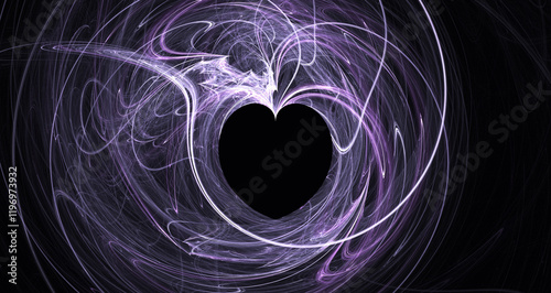 dark background with heart illustration made with thin lines abstract and artistic feel